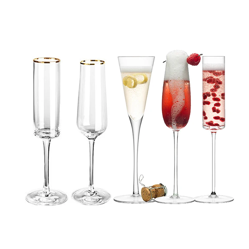 1 шт. Бокалы для шампанского с золотой отделкой, бокалы для коктейлей, Элегантный дизайн, выдувные вручную, без свинца, стаканчики для шампанского