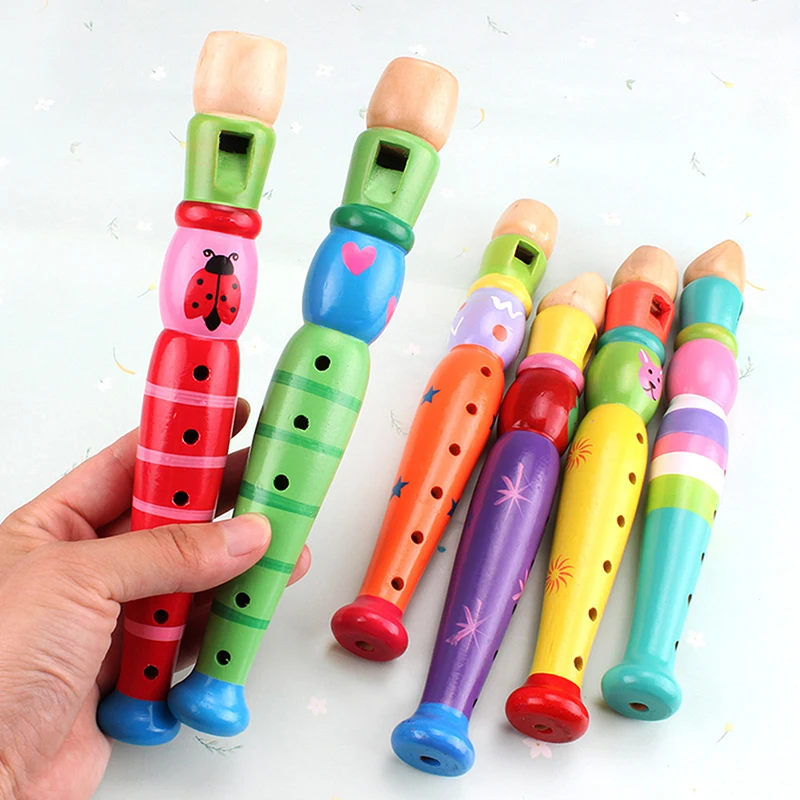 1 шт. деревянная мультяшная флейта для раннего обучения развивающего типа с 6 отверстиями, записывающая флейта для детей, музыкальные инструменты, отправка случайным образом