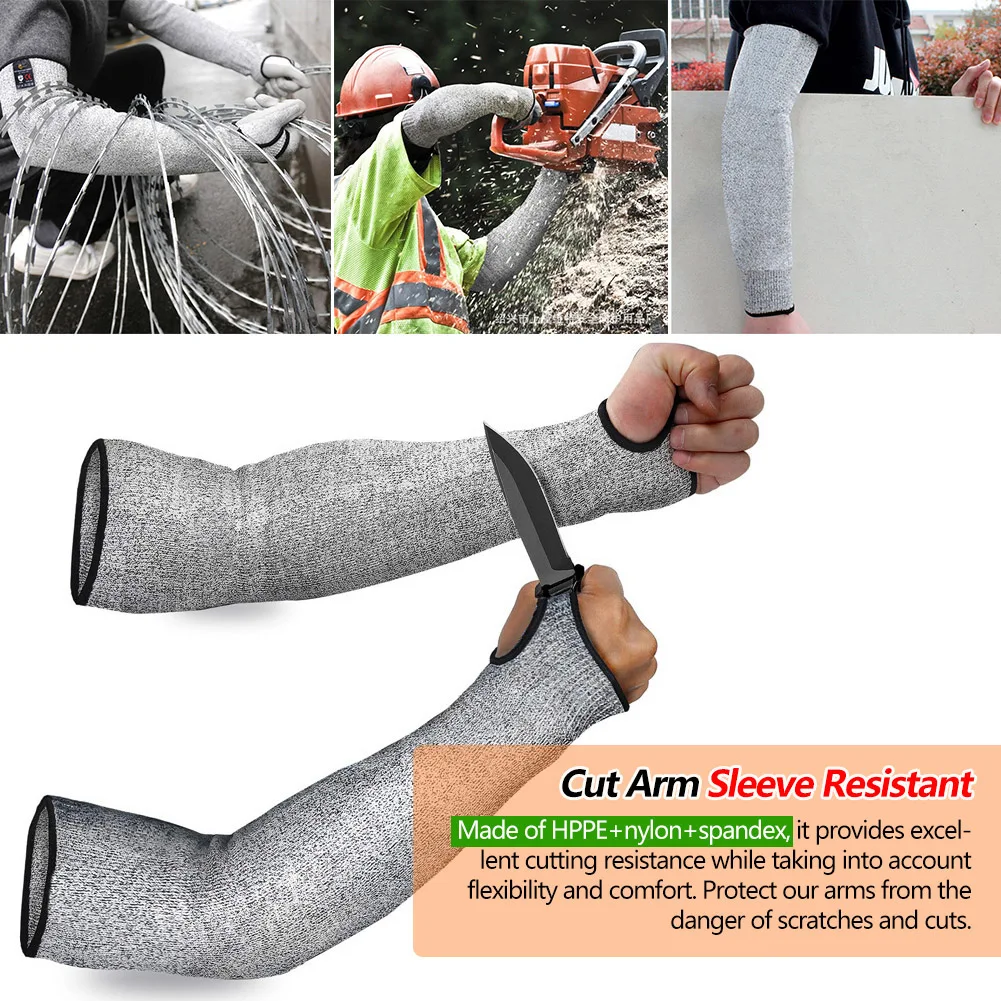 1 шт. Защитные перчатки с рукавом уровня 5 HPPE, устойчивые к проколам, для защиты рук в строительстве, автомобильной стекольной промышленности