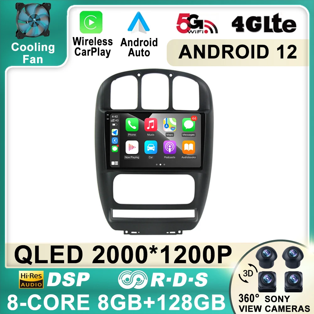 10-дюймовый Android 12 для Dodge Caravan 4 Для Chrysler Grand Voyager RS 2000 - 2012 Автомобильный радиоприемник, мультимедийный видеоплеер, GPS Serero