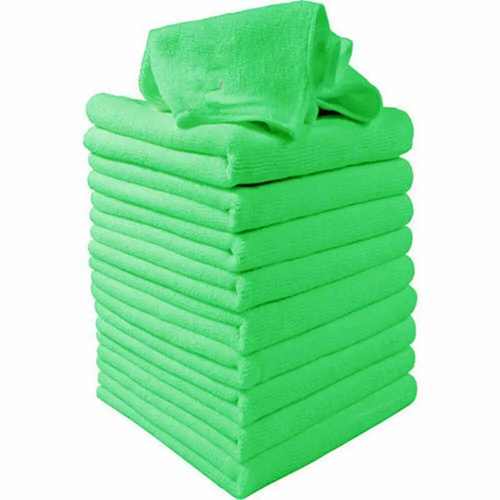 10 шт Полотенец для чистки автомобиля Салфетка для мытья из микрофибры Мягкие полотенца Зеленое Полотенце для мытья посуды для ухода за кузовом автомобиля Аксессуары для мытья посуды