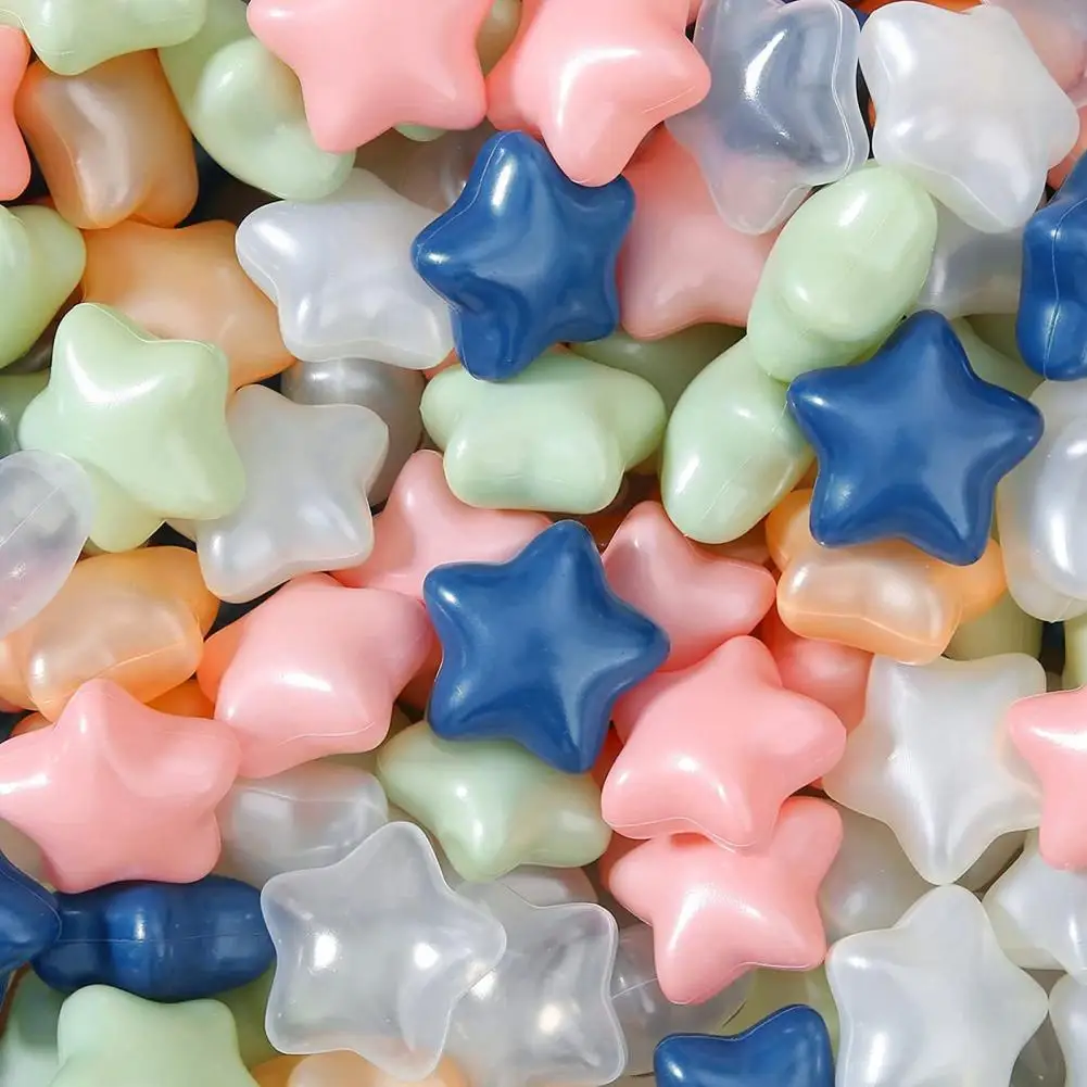 100ШТ цветов, детские пластиковые шарики в форме звезды, шар с океанской волной, толстые экологически чистые прозрачные игрушки для тренировки интеллекта детей
