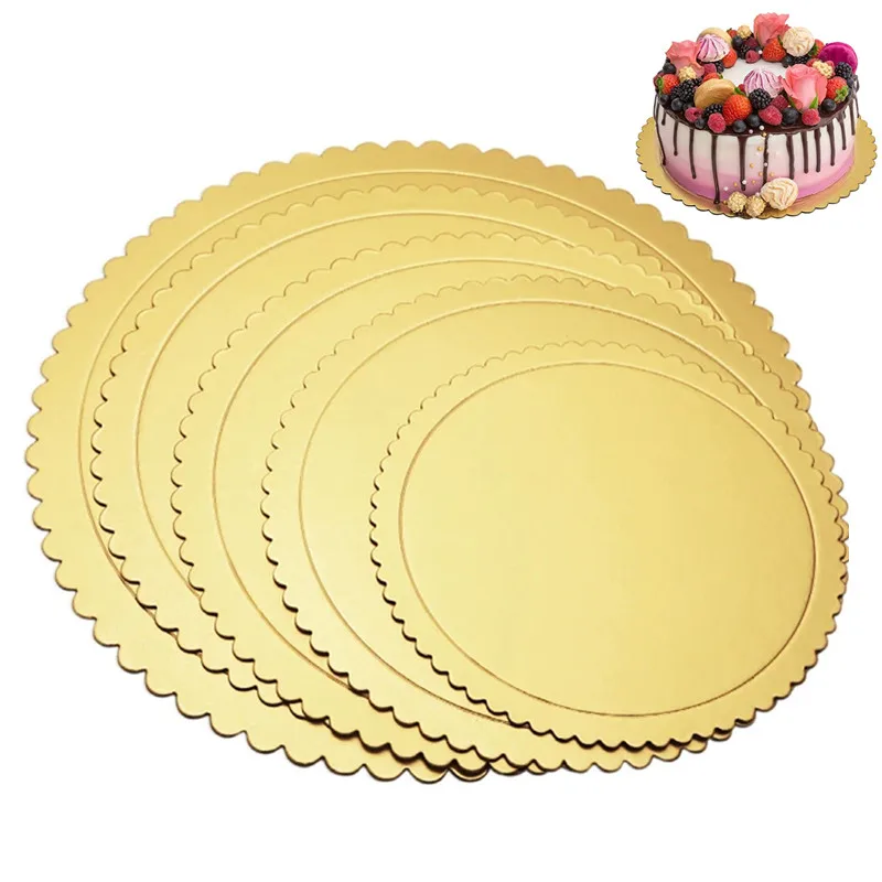 10шт Круглых досок для торта Тарелка для торта Зубчатая Картонная основа Десертный поднос Аксессуары для торта Украшение свадьбы Дня рождения