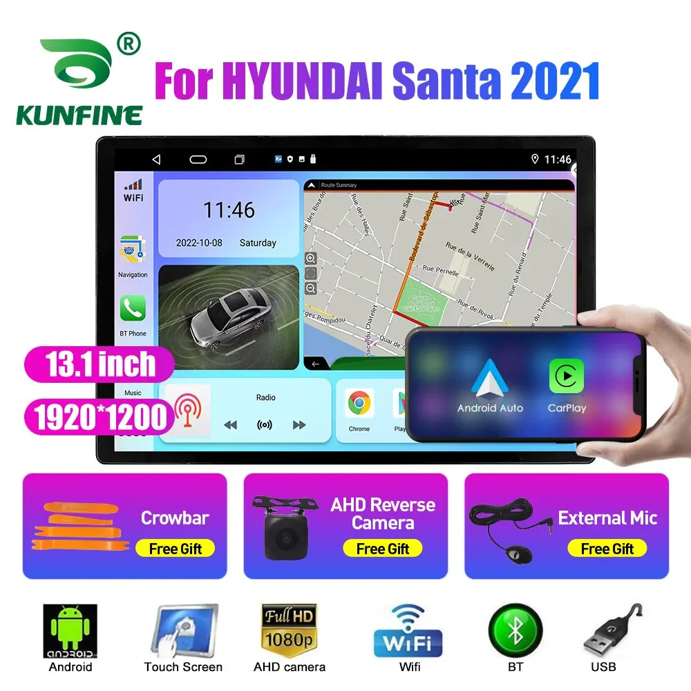 13,1-дюймовый Автомобильный Радиоприемник Для HYUNDAI Santa 2021 Автомобильный DVD GPS Навигация Стерео Carplay 2 Din Центральный Мультимедийный Android Auto