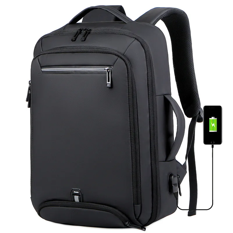 17-дюймовый рюкзак для ноутбука для мужчин, водонепроницаемый Оксфордский ноутбук, многофункциональный расширяемый USB-зарядка, Черные сумки, Мужские дорожные рюкзаки