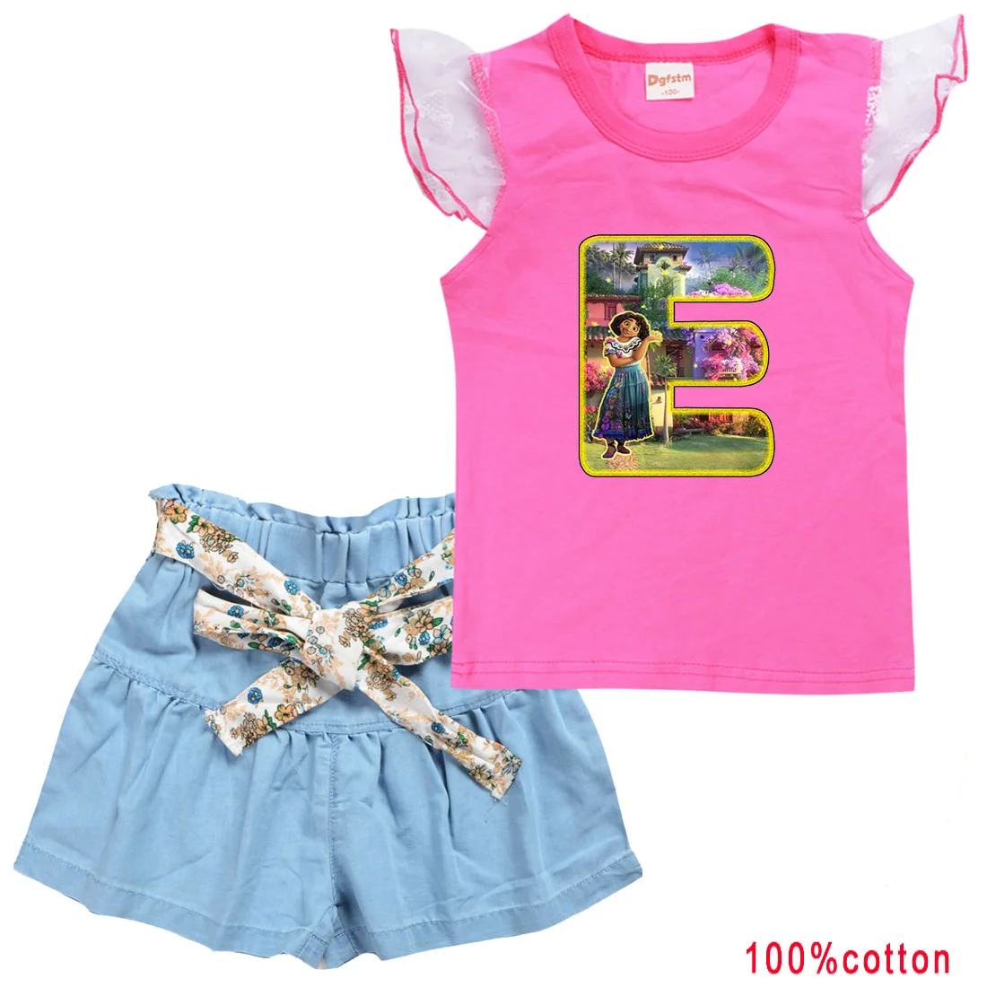 2 шт./компл. Повседневные спортивные костюмы Disney Encanto для девочек, комплекты детской одежды, летняя футболка, шорты