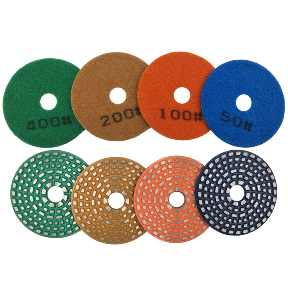 4-дюймовый Алмазный Шлифовальный диск с набором Полировальных Накладок из Спеченного металла, скрепленных 9ШТ., для Четырехступенчатого Бетона, Гранита