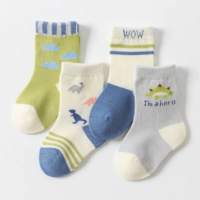 4 пары/лот, детские носки, весенне-осенние хлопчатобумажные носки, теплые носки для маленьких мальчиков и девочек, детская одежда, аксессуары, новинка