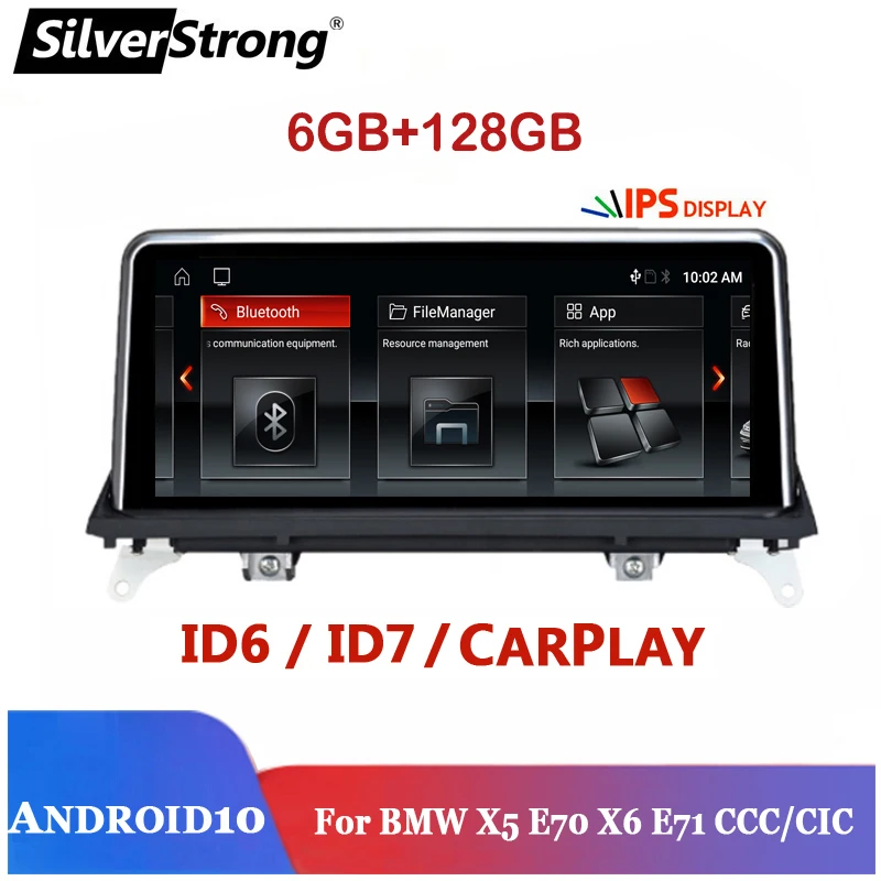 6 ГБ 128 ГБ Автомобильный DVD-радиоплеер для BMW X5 E70/X6 E71 (2007-2013) Система CCC/CIC Головное устройство ПК Навигация Авторадио Мультимедиа IPS