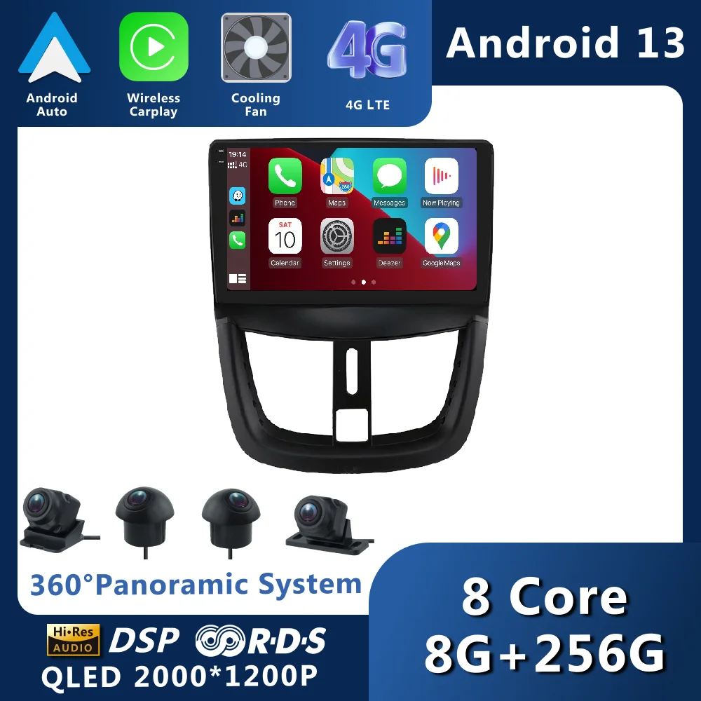 Android 13 Для Peugeot 207 2006-2015 Автомобильный Радиоприемник Стерео Мультимедийный Видеоплеер Навигация GPS Беспроводной Carplay DSP RDS WIFI 4G