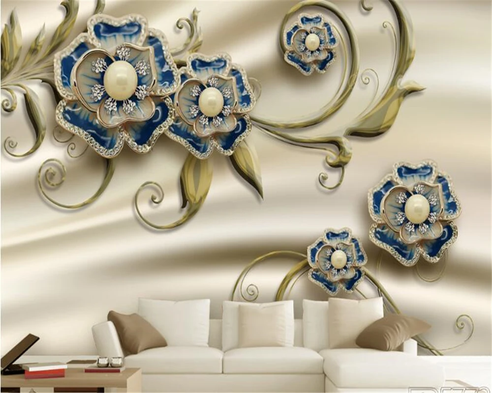beibehang behang Изысканный роскошный европейский рельефный узор ювелирные изделия цветы обои фон фреска обои для стен 3 d