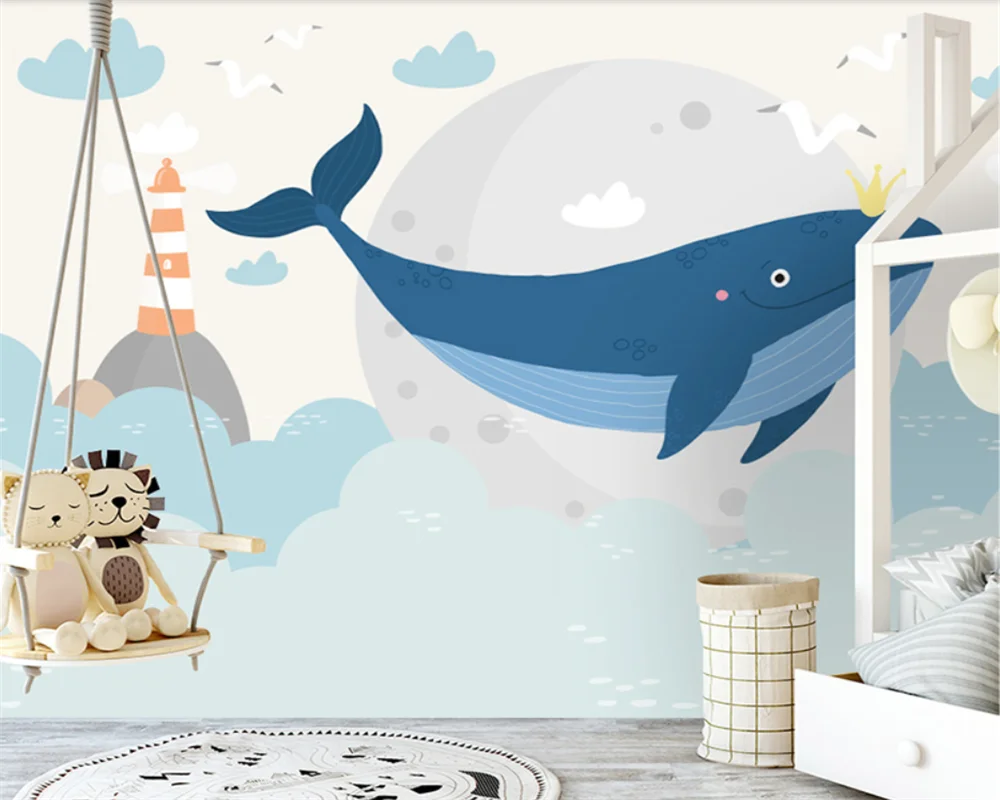 beibehang papel de parede Пользовательские современные новые обои для спальни с ручной росписью для детской комнаты с дельфином для мальчиков и девочек