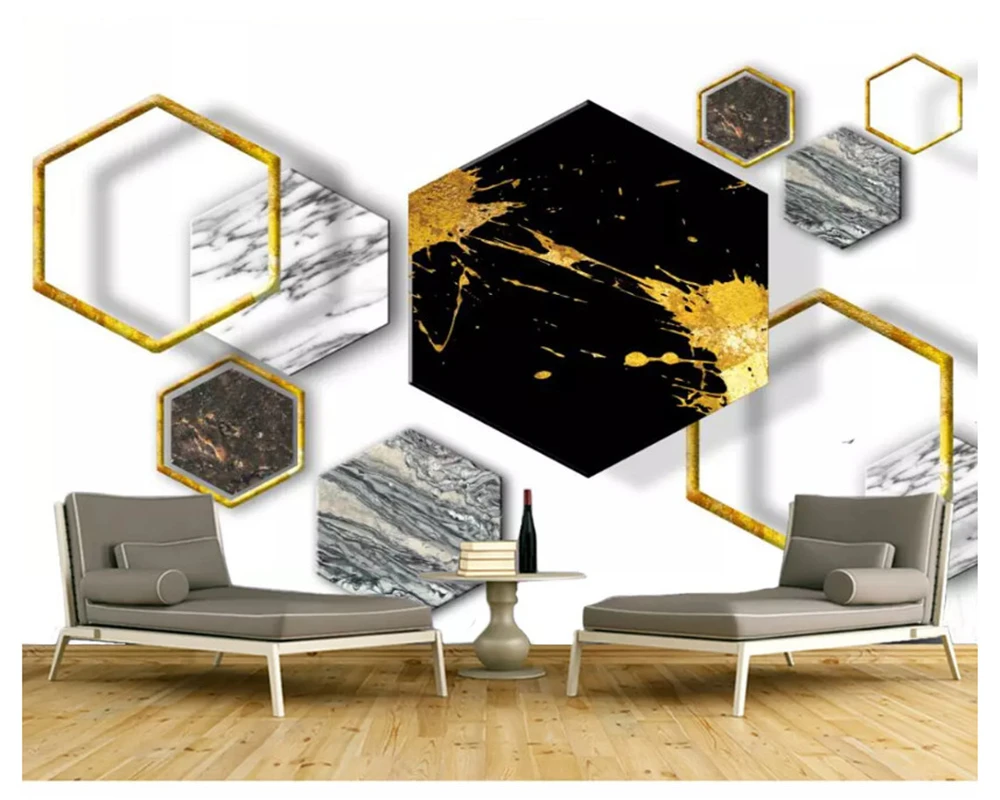 beibehang Настраиваемые модные 3D обои в скандинавском стиле золотая фольга геометрической формы телевизор современный фон обои домашний декор