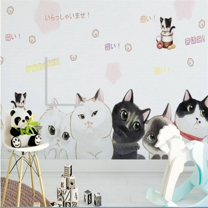 beibehang Пользовательские обои свежая мода 3D индивидуальность теплая ручная роспись кошки фото украшения детской комнаты ресторана фреска
