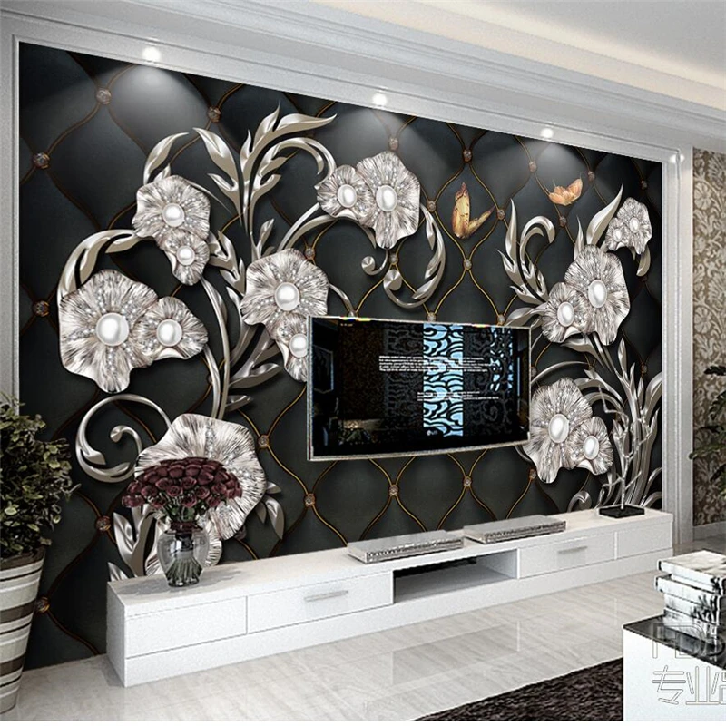 beibehang Пользовательские фотообои 3d высокой четкости роскошные стерео ювелирные изделия цветы ТВ фон стены украшения дома обои