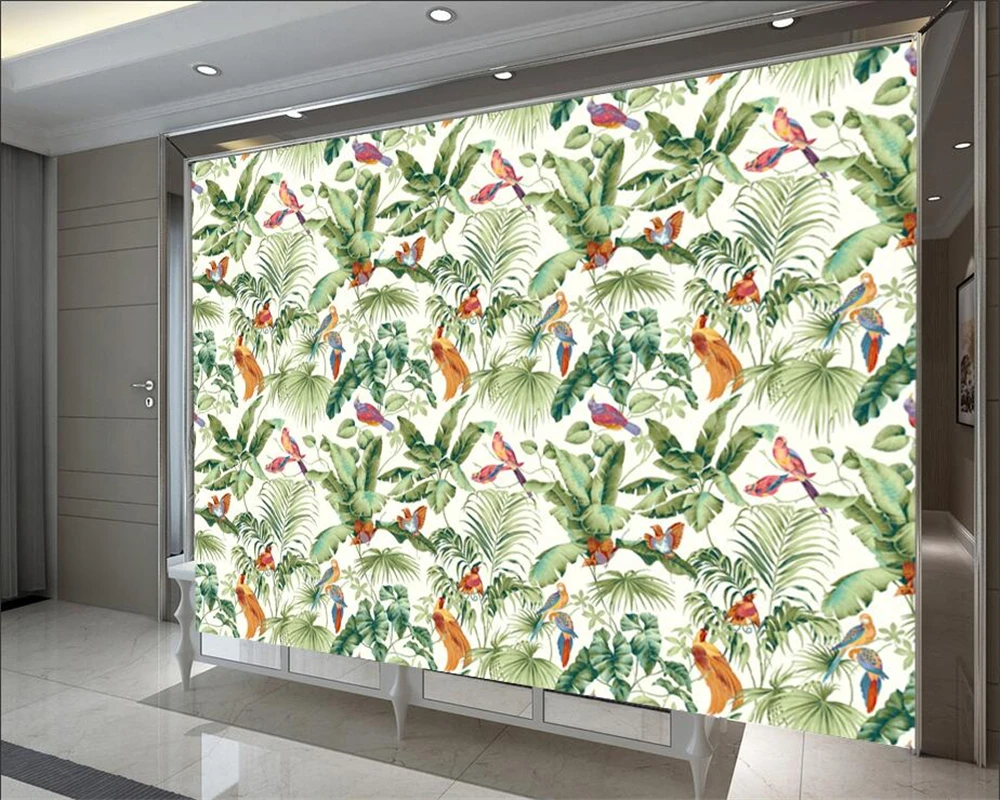 beibehang Пользовательские фрески с птицами и растениями из Юго-Восточной Азии, мебель для гостиной, спальни, художественные обои, домашний декор