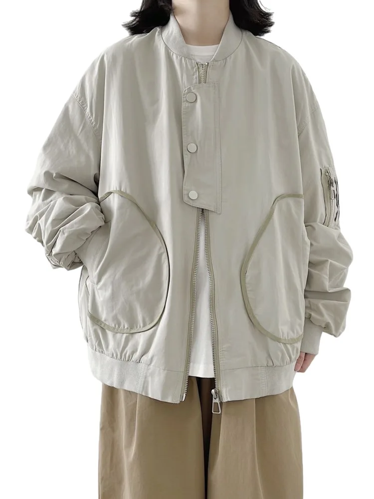 Cityboy Harajuku Хип-Хоп Y2k Куртка-бомбер 2023 Женская Мужская Японская Уличная Одежда Оверсайз С Однотонными Карманами Куртки Корейское Весеннее Пальто