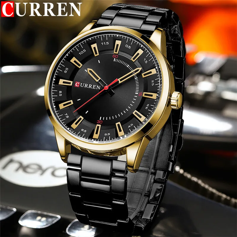 CURREN Sport Мужские часы Лучший бренд класса люкс, черные Деловые Водонепроницаемые мужские часы, Военные кварцевые мужские наручные часы из нержавеющей стали, 8406
