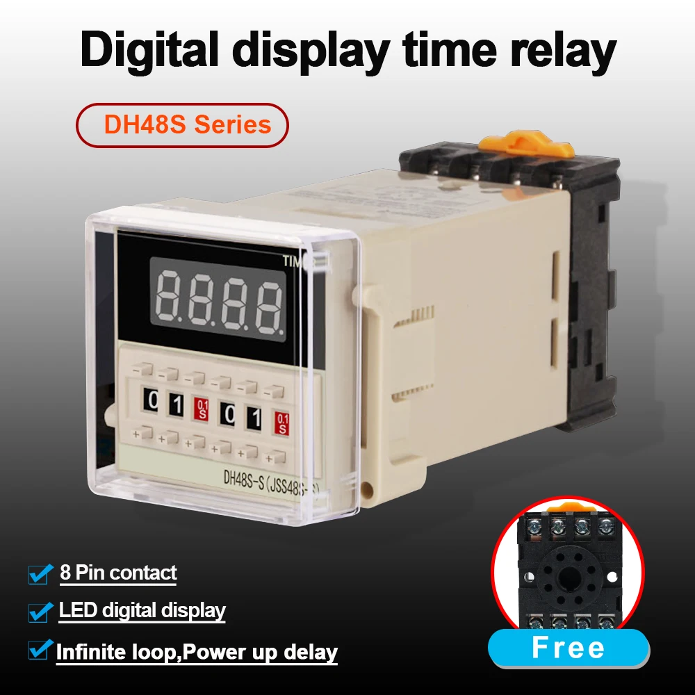 DH48S Цифровой дисплей Реле времени Реле задержки цикла AC36V DC12V24V Регулятор времени