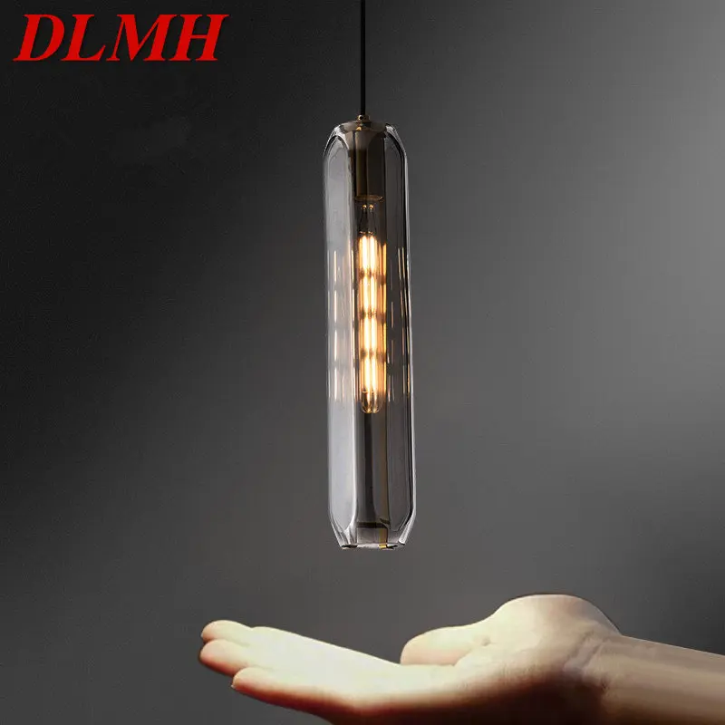 DLMH Современные латунные подвесные светильники LED Simply Creative Crystal Дымчато-серый Подвесной светильник для домашнего декора прикроватной тумбочки в спальне