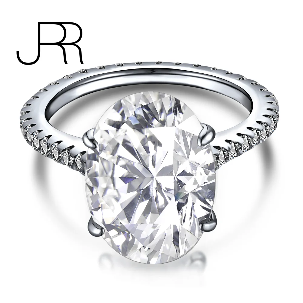 JRR Classic, 100% Серебро 925 Пробы, Овальная огранка, Обручальное кольцо с муассанитом Для женщин, Ювелирные украшения Оптом