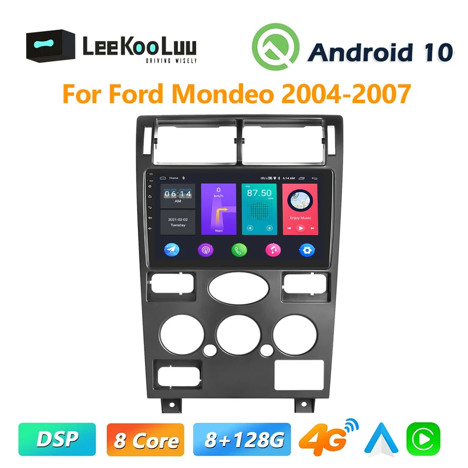 LeeKooLuu Android 11 Автомобильный Радиоприемник GPS 2 Din Мультимедийный Плеер Для Ford Mondeo 2004 2005 2006 2007 Стерео 4G WiFi DSP Carplay