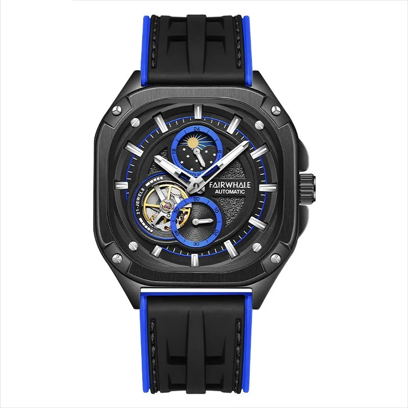 Mark Fairwhale 2023 Новые роскошные мужские механические часы со светящимся водонепроницаемым покрытием Модные наручные часы Square Retro Watch reloj 6490