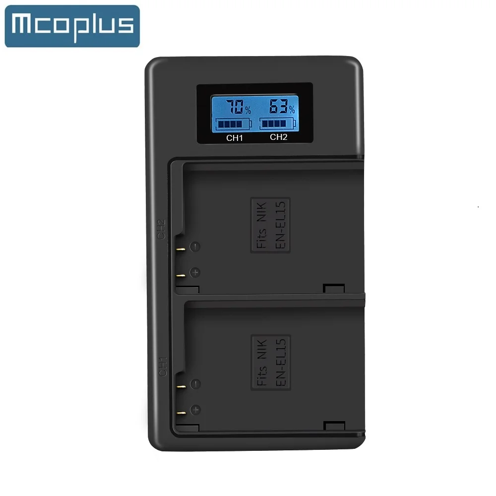 Mcoplus EN-EL15 Зарядное Устройство ЖК-Дисплей USB Кабель для Nikon Z6 Z6 II Z7 II Z7 D850 D810A D810 D800E D800 D750 D610 D600 D500 D7500