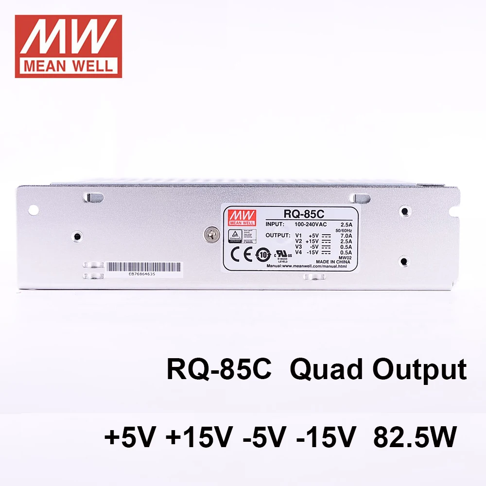 Mean Well RQ-85C 82,5 Вт Четырехфазный импульсный источник питания 110/220 В переменного тока В постоянный 5 В 15 В -5 В -15 В 7A 2.5A 0.5A 0.5A Meanwell SMPS