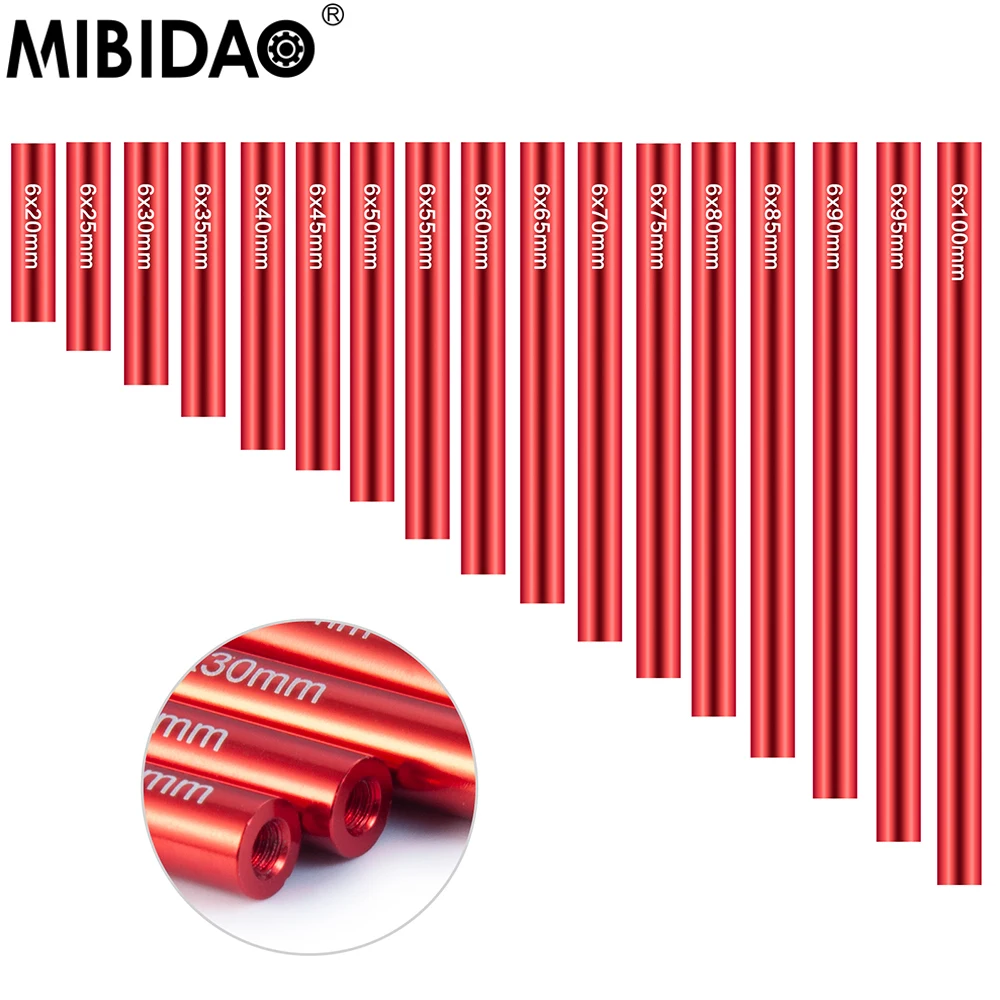 MIBIDAO 1шт Красный Конец Соединительной Тяги Диаметром 6 мм Для 1/10 Axial SCX10 AX10 CC01 F350 RC01 D90 RC Гусеничный Автомобиль Запчасти Для Модернизации