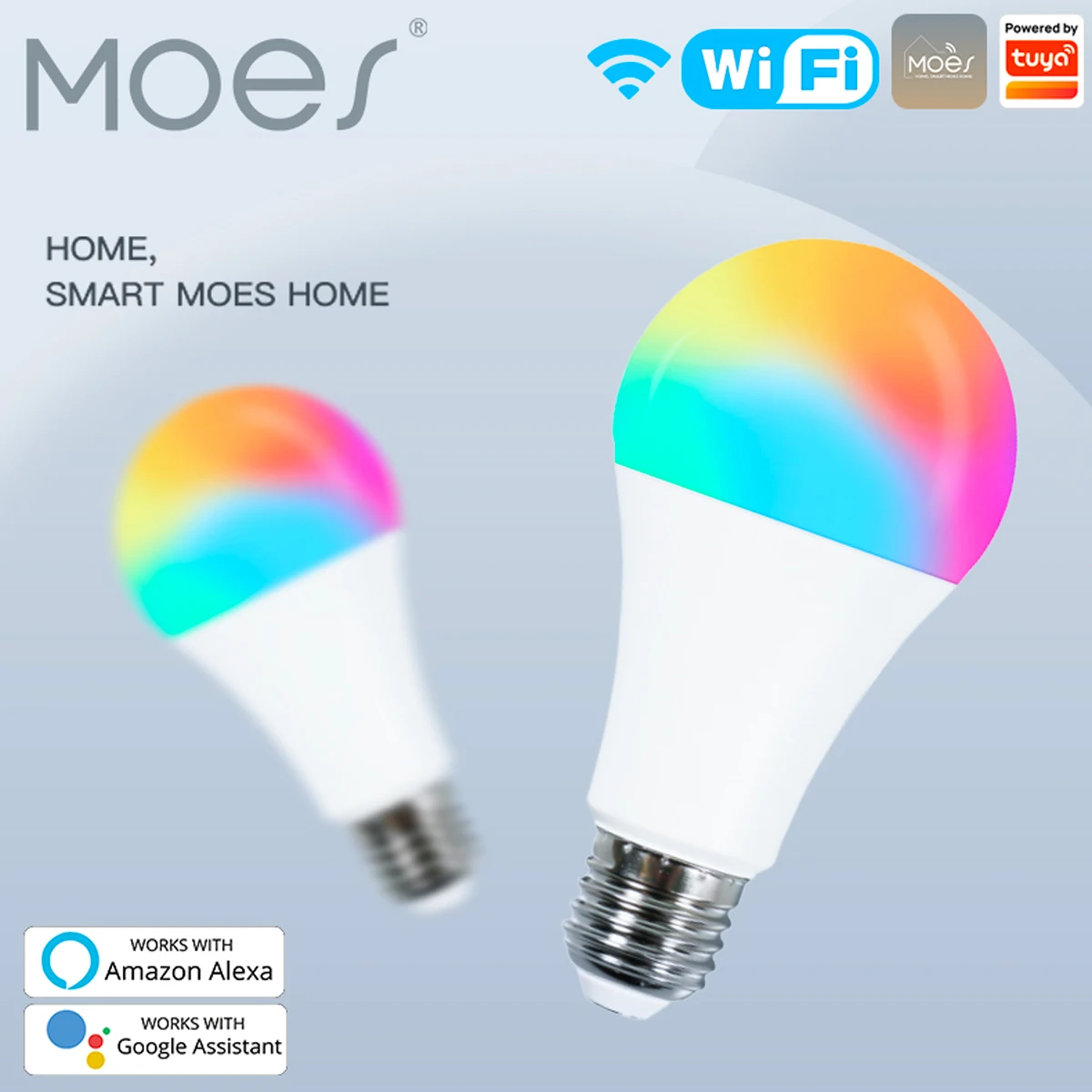 Moes WiFi Умная светодиодная лампа Tuya Dimmable lamp 9 Вт RGB C + W Smart Life App Rhythm Control Alexa Google Voice E27 90-250 В 806 лм
