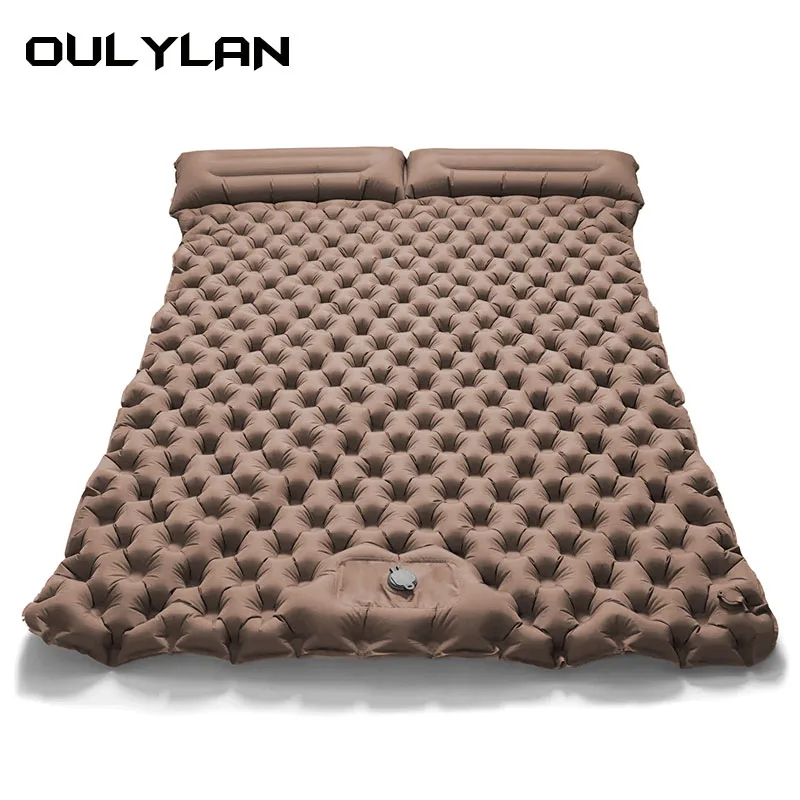 Oulylan 2-местный надувной матрас для кемпинга на открытом воздухе Надувная подушка 200x120x7 см, спальный коврик для кемпинга, быстро надувающийся воздушный коврик для кемпинга