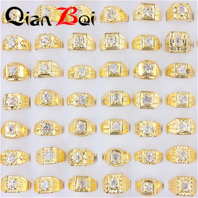 QianBei 10ШТ Двухцветные женские мужские юбилейные классические кольца с белым цирконием Ювелирные изделия Бесплатно