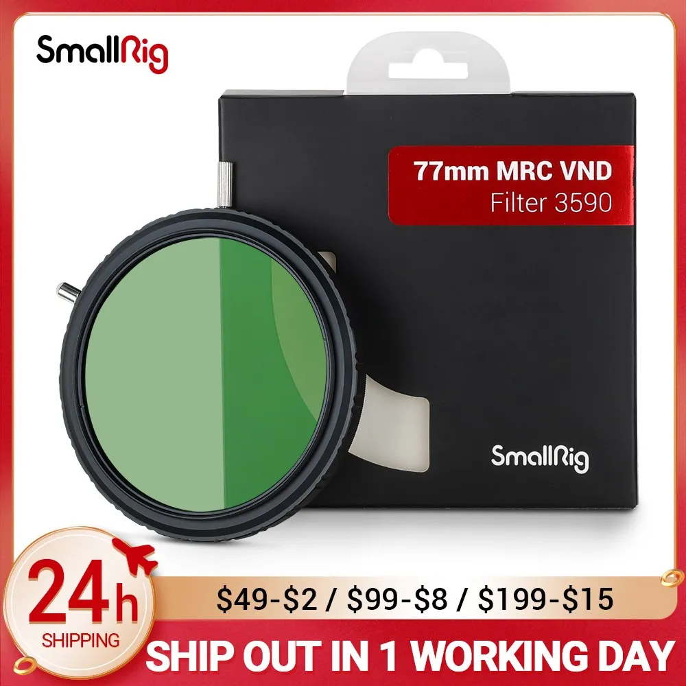 SmallRig 77mm MRC VND Filter 9-Уровневый Светопоглощающий Переменный ND Фильтр, 18-Слойное Покрытие MRC-Установщик Объективов для Зеркальной камеры 3590