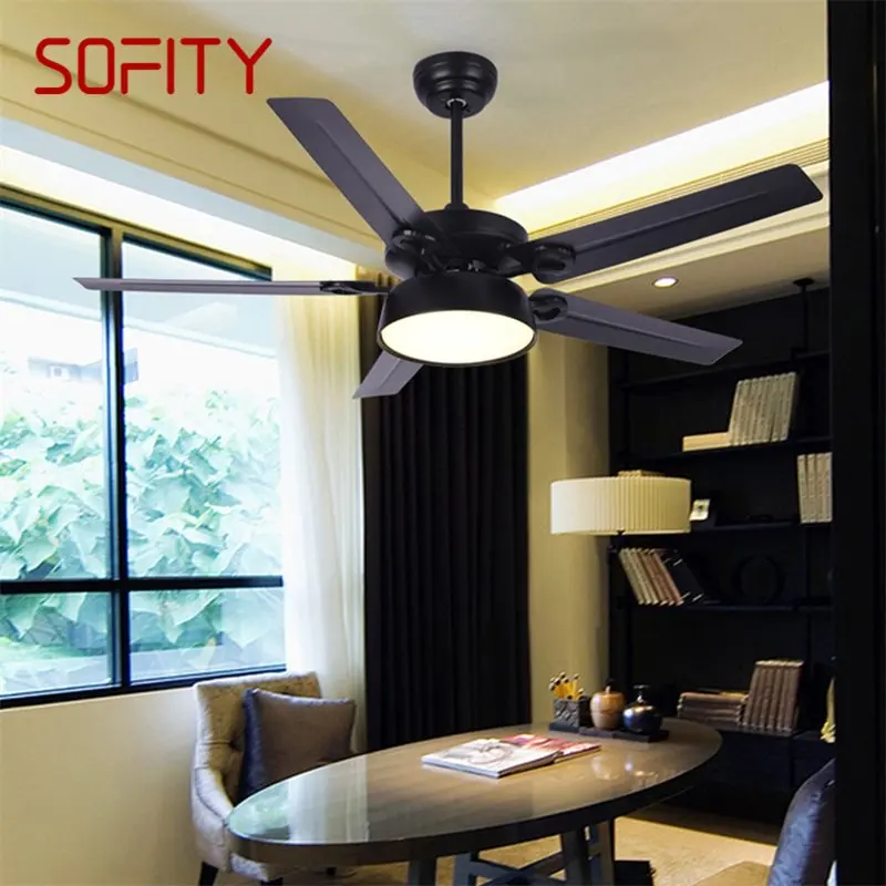 SOFITY Современные потолочные вентиляторы с подсветкой, пульт дистанционного управления, 3 цвета светодиодов, современный домашний декор для комнат, Столовая, спальня