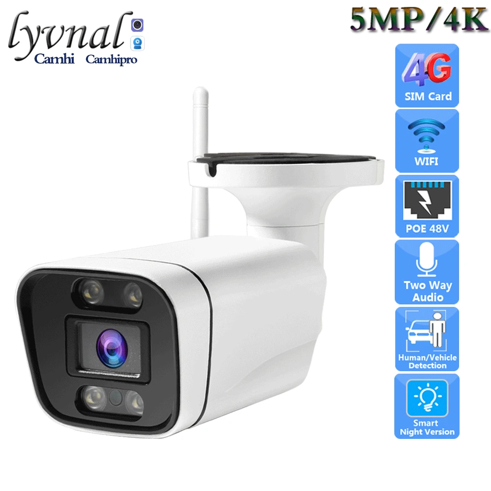 Sonyimx 415 UHD 4K 8MP 3G 4G SIM-Карта Безопасности IP-Камера Wifi Двухстороннее Аудио HD 5MP POE 48V AI Гуманоидная Сигнализация Цветного Ночного Видения