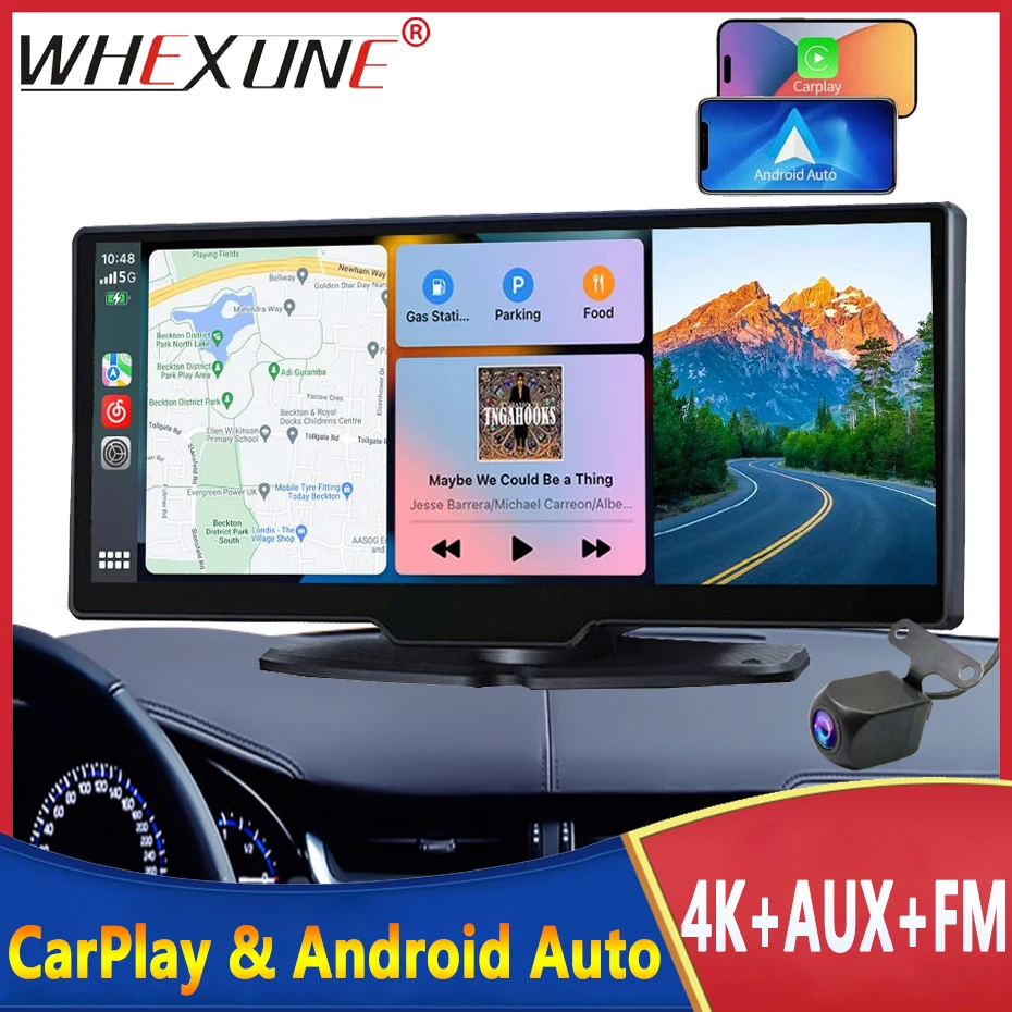 T30 Dash Cam 4K 2160P Запись видео в автомобильном зеркале Carplay и Android Auto Беспроводное подключение 5G WiFi GPS Навигация Приборная панель DVR