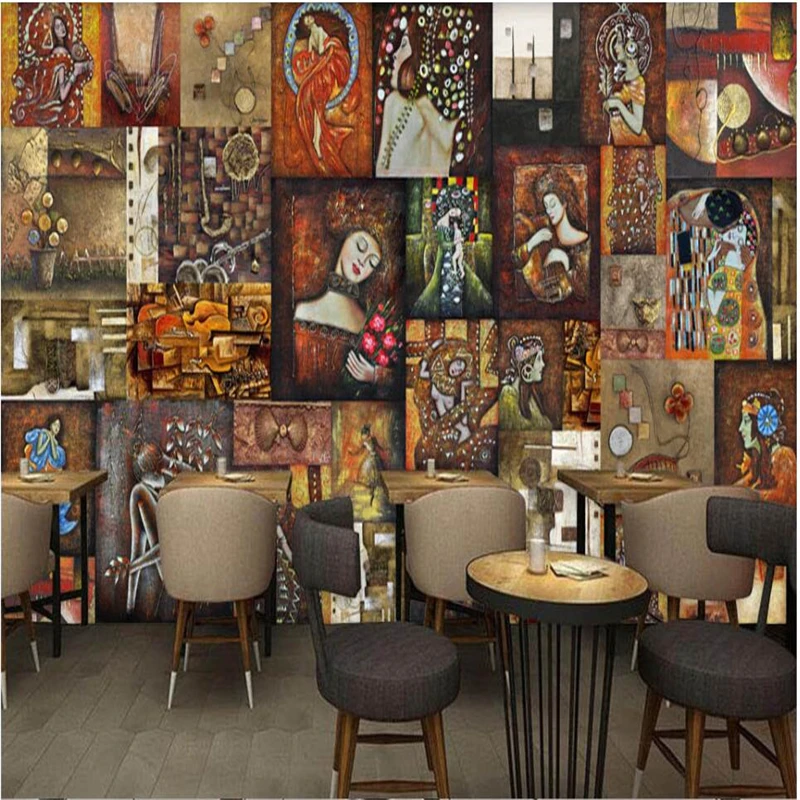 wellyu Европа и Соединенные Штаты ностальгическая картина маслом фон для бара, кафе, большие фрески на заказ обои