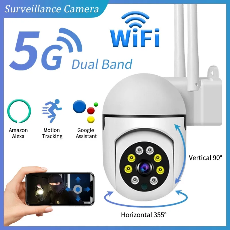 Wifi Камера наружная с 4-кратным цифровым зумом, Беспроводная камера обнаружения человека с искусственным интеллектом, система видеонаблюдения с IP-камерой 1080P