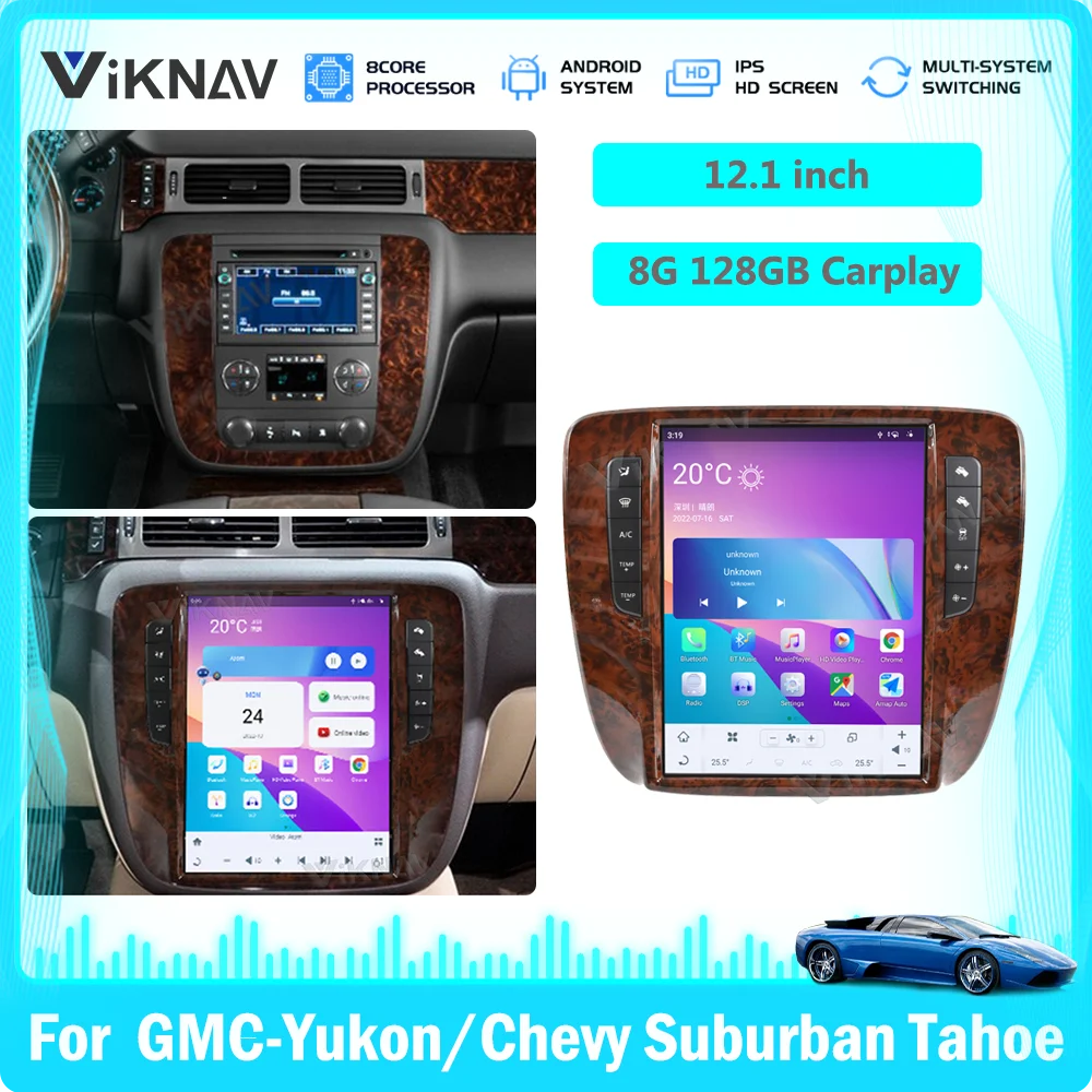 Автомобильная GPS-навигация Android 11 для GMC Yukon/Chevrolet Tahoe Chevrolet silverado 2007-2012 8G 128GB автомобильный радиоплеер