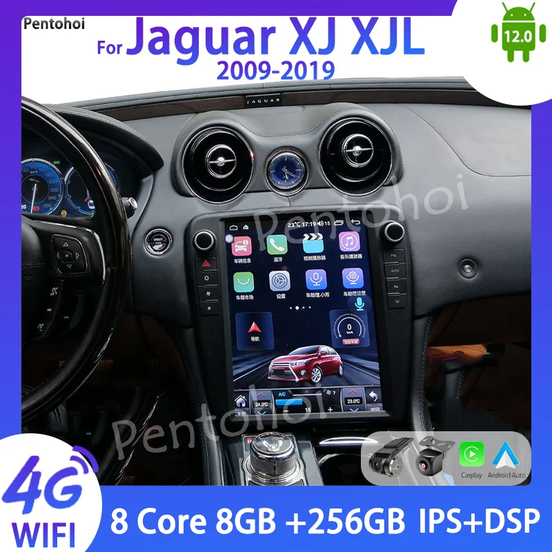 Автомобильное радио Pentohoi Для Jaguar XJ XJL 2009-2019 Android 12 DVD Мультимедийный Видеоплеер Стерео Carplay Auto GPS 4G WIFI Tesla
