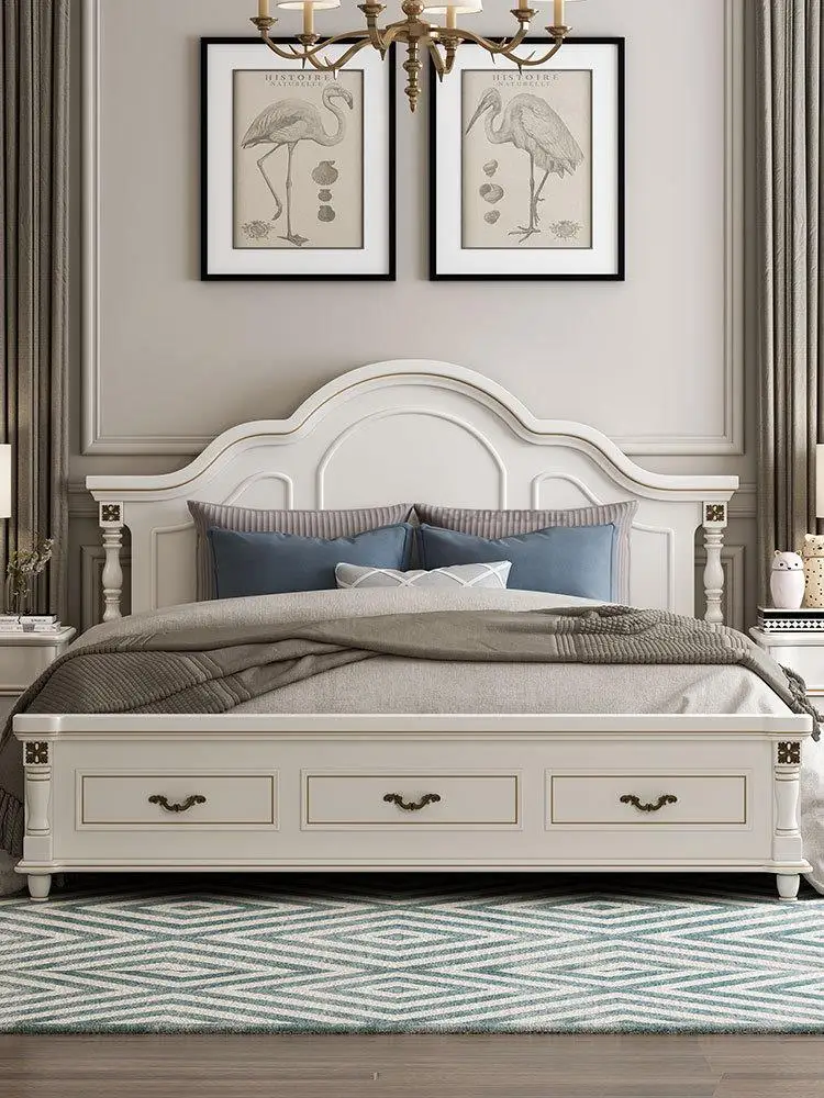 Американский тип Двуспальная кровать европейского типа главная спальня современная свадебная кровать по контракту деревянная мебель кровать принцессы 1,8 метра