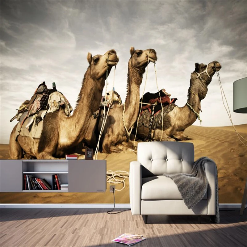 бейбеханг 3D верблюжья пустыня пустыня Гоби Китайская фреска ТВ фон стены на заказ большая фреска зеленые обои papel de parede