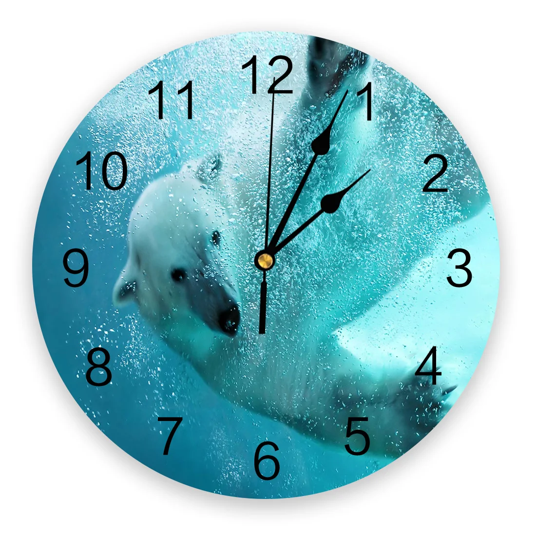 Белый Медведь Часы с морскими животными Домашний Декор гостиной Большие Круглые Настенные Часы Без Звука Кварцевые Настольные Часы Украшение Спальни Настенные часы