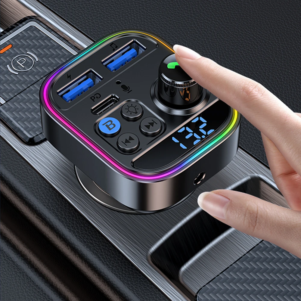Беспроводной Bluetooth 5.3 Автомобильный FM-передатчик AUX Радиоприемник MP3-плеер Громкой Связи USB PD Быстрое Автомобильное Зарядное Устройство Поддержка U Диска