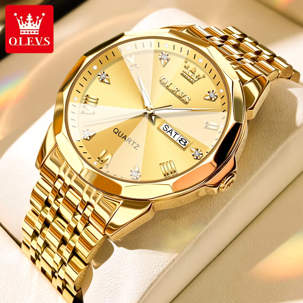 Бренд OLEVS Кварцевые наручные часы с ремешком из нержавеющей стали в стиле ретро, отличное качество, модные деловые Водонепроницаемые часы для мужчин