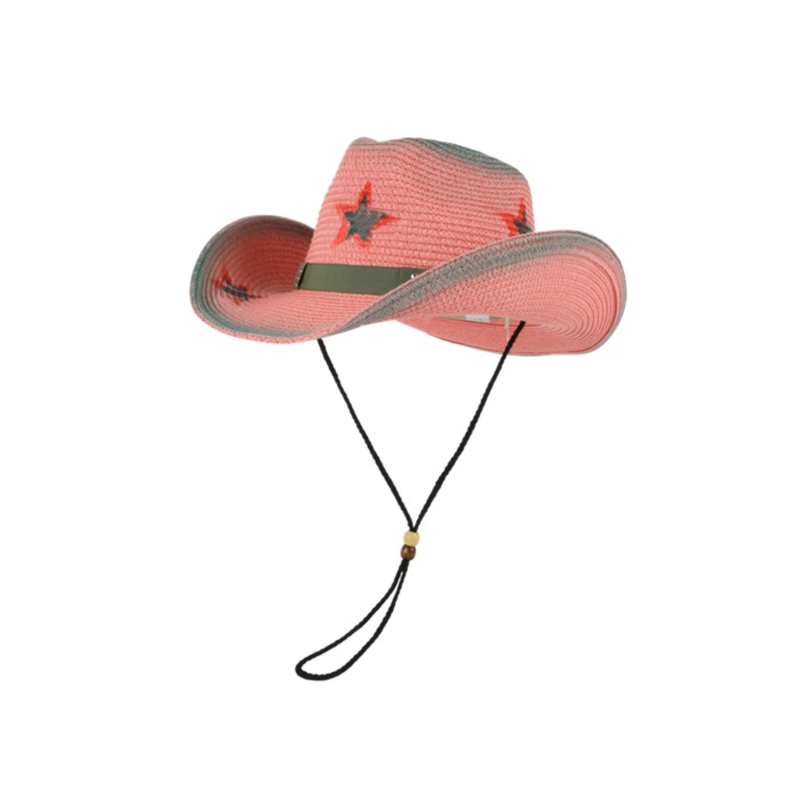 Взрослая ковбойская шляпа, женская с рисунком в виде звезд, декор, широкие поля, регулируемая кепка на шнурке, панама