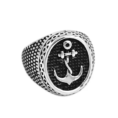 Готический якорь-печатка байкерское кольцо ювелирные изделия из нержавеющей стали Модные мужские кольца для мотобайкеров Оптом SWR0679