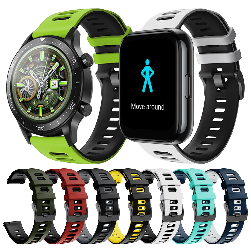 Двухцветный Ремешок Для Realme Watch 2 S Pro Smart Band Силиконовый Быстроразъемный Браслет Для Realme Watch Real Me Wristband Correa