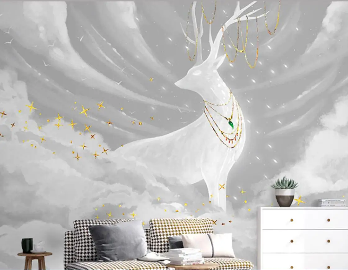 декор комнаты Пользовательские 3D обои фреска легкая роскошная фреска с изображением лося спальня гостиная ТВ фон стены papel pintado de pared